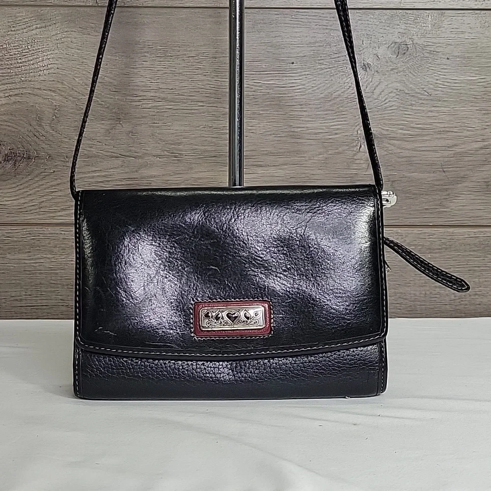 Brighton Black Leather Crossbody Bag